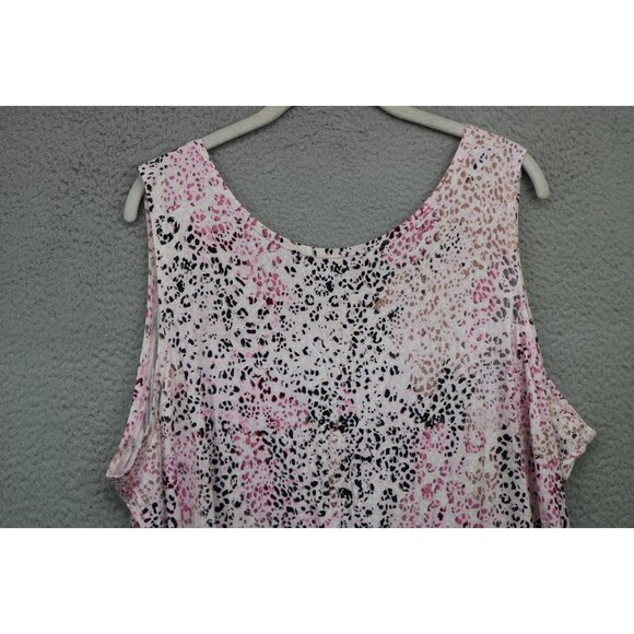 Logo Layers Sleeveless Viscose Tunic-Pleated Hem-3X-Animal Print-Soft - Picture 10 of 10